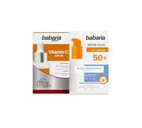 Babaria - Sérum Vitamina C + Protector Solar Facial 50 Ácido Hialurónico Ligero Y de Rapida Absorción | Iluminador Facial | Serum Acido Hialuronico SPF50+ | Hidratación Antimanchas y Antiedad