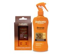 Babaria - Stick Solar Facial 50 Glow + Bronceador Crema Solar SPF30 en Spray | Crema Solar En Stick Barra Cara | Acelerador Bronceado | Apta Para Pieles Sensibles | Resistente al Agua