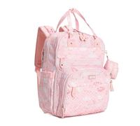 BabbleRoo Mochila para bebé, cambiador de pañales con cambiador y soporte para chupete para mamá y papá (pájaro rosa)