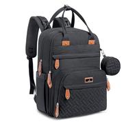 BabbleRoo - Mochila para pañales de bebé, multifunción, impermeable, con cambiador, correas para cochecito y chupete, unisex y elegante (negro)