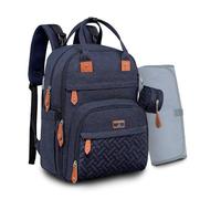 BabbleRoo Mochilas de Pañales para Bebé, Gran Capacidad Mochila de Cambio Bolsa para Pañales con Cambiador y Porta Chupones para Mamá y Papá (azul marino)