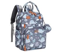 BabbleRoo Mochilas de Pañales para Bebé, Gran Capacidad Mochila de Cambio Bolsa para Pañales con Cambiador y Porta Chupones para Mamá y Papá (Animales marinos)
