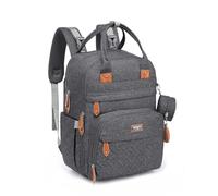 BabbleRoo Mochilas de Pañales para Bebé, Gran Capacidad Mochila de Cambio Bolsa para Pañales con Cambiador y Porta Chupones para Mamá y Papá (gris oscuro)