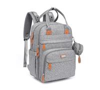 BabbleRoo Mochilas de Pañales para Bebé, Gran Capacidad Mochila de Cambio Bolsa para Pañales con Cambiador y Porta Chupones para Mamá y Papá (gris)