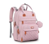 BabbleRoo Mochilas de Pañales para Bebé, Gran Capacidad Mochila de Cambio Bolsa para Pañales con Cambiador y Porta Chupones para Mamá y Papá (Rosado)