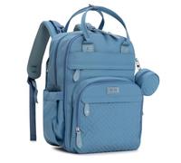 BabbleRoo Mochilas de Pañales para Bebé, Gran Capacidad Mochila de Cambio Bolsa para Pañales con Cambiador y Porta Chupones para Mamá y Papá (Azul claro)