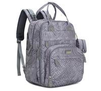 BabbleRoo Mochilas de Pañales para Bebé, Gran Capacidad Mochila de Cambio Bolsa para Pañales con Cambiador y Porta Chupones para Mamá y Papá (Gris con remolinos)