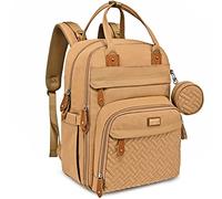 BabbleRoo Mochilas de Pañales para Bebé, Gran Capacidad Mochila de Cambio Bolsa para Pañales con Cambiador y Porta Chupones para Mamá y Papá (marrón claro)