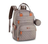 BabbleRoo Mochilas de Pañales para Bebé, Gran Capacidad Mochila de Cambio Bolsa para Pañales con Cambiador y Porta Chupones para Mamá y Papá (Caqui)