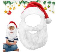 Babbo Christmas Hat and Beard - Traje de Navidad rojo transpirable de tela suave, accesorio festivo versátil | Decoración y ropa para fiestas, hogar, escuela, oficina, celebraciones de hi