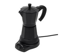 Babeenoo Cafetera eléctrica moka de 480 W, 300 ml, cafetera espresso para 6 tazas, moderna cafetera de aluminio negro para amantes del café
