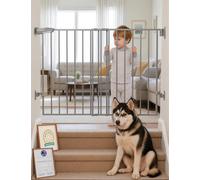 Babelio Puerta de bebé para escaleras, Cocina y Puertas, 26-43 Pulgadas de Ancho 28 Pulgadas de Alto, sin Barra Inferior, fácil instalación, operación con una Sola Mano, Cierre automático, Montaje de