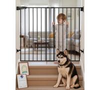 Babelio Puerta de bebé para escaleras y puertas, 26-43 pulgadas de ancho 34 pulgadas de alto, extra alta, sin barra inferior, fácil instalación, operación con una sola mano, cierre automático, montaje