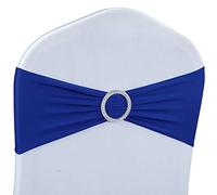 Babenest Cintas con Lazo para sillas, elásticas, con Hebilla Deslizante, universales, para Bodas, Fiestas, Ceremonias, recepciones, decoración de Banquetes, 50 Unidades, Azul eléctrico