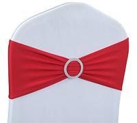 Babenest Cintas con Lazo para sillas, elásticas, con Hebilla Deslizante, universales, para Bodas, Fiestas, Ceremonias, recepciones, decoración de Banquetes, 30 Unidades, Rojo