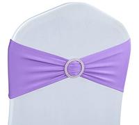 Babenest Cintas con Lazo para sillas, elásticas, con Hebilla Deslizante, universales, para Bodas, Fiestas, Ceremonias, recepciones, decoración de Banquetes, 30 Unidades, Morado