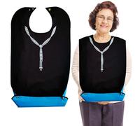 Babero Adulto Impermeable Lavables, Protectores de Ropa Impermeables y Reutilizables Baberos Adultos para Comer Baberos Adultos para Mujer Baberos Cena Navidad Mujer con Regla (Collar de strass)