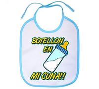 Babero Botellón en mi cuna - Celeste