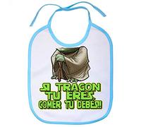 Babero cabezón parodia maestro sabio de las galaxias si tragón tu eres comer tu debes - Celeste