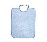 Babero con elástico SILVESTRO Babero grande de rizo, 28 x 40 cm, para comida, guardería y guardería, algodón 100 % fabricado en Italia, azul claro, talla Solo Bebé