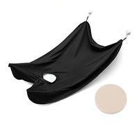 Babero de afeitar negro de 1 pieza, capa de afeitar, bata de cuidado de salón, recorte de rostro para hombres, corte de cabello, delantal de afeitar, con 2 ventosas y 1 esponja para polvo