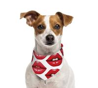 Babero de algodón suave para mascotas, elegante bandana ajustable para cachorros, gatitos y perros pequeños, patrón de labios rojos de arte pop