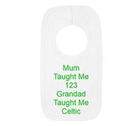 Babero de bebé con diseño de fútbol celta, personalizable, diseño de Grandad Taught Me 123, regalo bordado