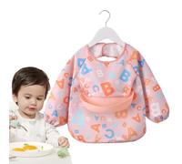 Babero de cobertura completa, babero de manga larga | Babero de comida,Babero lavable a máquina, babero impermeable de manga larga con recuperador de alimentos para comidas, Letra de fundación de
