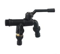 Babero de latón negro con doble salida y válvula anticongelante, grifo de jardín al aire libre de 1/2 pulgada para protección contra el clima invernal, espiga de agua de cobre resistente (doble cabeza