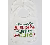 Babero de Navidad personalizable - Mi Primera Navidad con Papá Noel - bordados (no pegatinas)