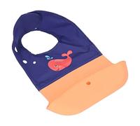 Babero de Silicona para bebé, Babero Ligero de Retazos Resistente a las Manchas Impermeable con Bolsa a Prueba de Derrames para el Hogar para Restaurante (ballena naranja)