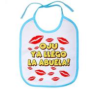 Babero frase divertida oju ya llegó la abuela - Celeste