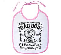 Babero frase perro mascota raza Jack Russell Bad dog as bad as I wanna be - Rosa