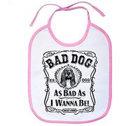 Babero frase perro raza Basset Hound mascota Bad dog as bad as I wanna be - Rosa