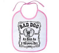 Babero frase perro raza Chinese Crested peludo Bad dog as bad as I wanna be - Rosa