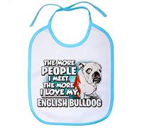 Babero I love my English Bulldog enamorado de mi mascota raza perro - Celeste
