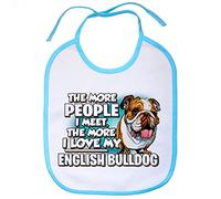 Babero I love my English Bulldog mascota raza perro - Celeste