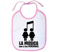 Babero La música une a las personas pareja chicas - Rosa