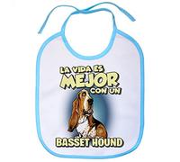 Babero la vida es mejor con un perro de raza Basset Hound - Celeste