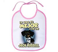 Babero la vida es mejor con un perro de raza Jack Russell negro - Rosa
