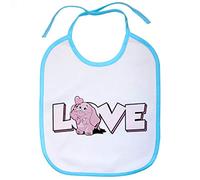Babero Love Elefante me encantan los elefantes - Celeste