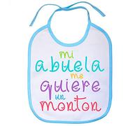 Babero Mi abuela me quiere un montón - Celeste