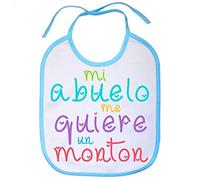 Babero Mi abuelo me quiere un montón - Celeste