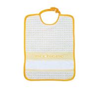 Babero Mi Chiamo 24 x 30 cm con elástico e inserto para bordar - Baberos de rizo Algodón 100% - Made in Italy, amarillo, talla unica