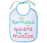 Babero Mi hermana me quiere un montón - Celeste