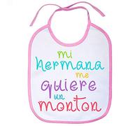 Babero Mi hermana me quiere un montón - Rosa