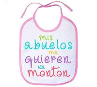 Babero Mis abuelos me quieren un montón - Rosa