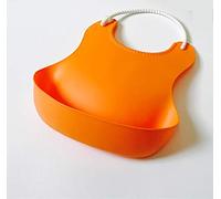 Babero Para Bebés Silicona Para Niños Pequeños Babero Plástico Comer Bolsillo Impermeable Bebé Estéreo Saliva Naranja