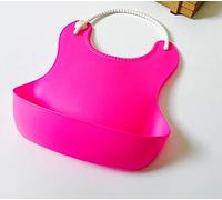 Babero Para Bebés Silicona Para Niños Pequeños Babero Plástico Comer Bolsillo Impermeable Bebé Estéreo Saliva Rojo