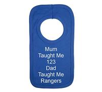 Babero personalizado estilo de fútbol Rangers - Dad Taught Me 123 - regalo bordado